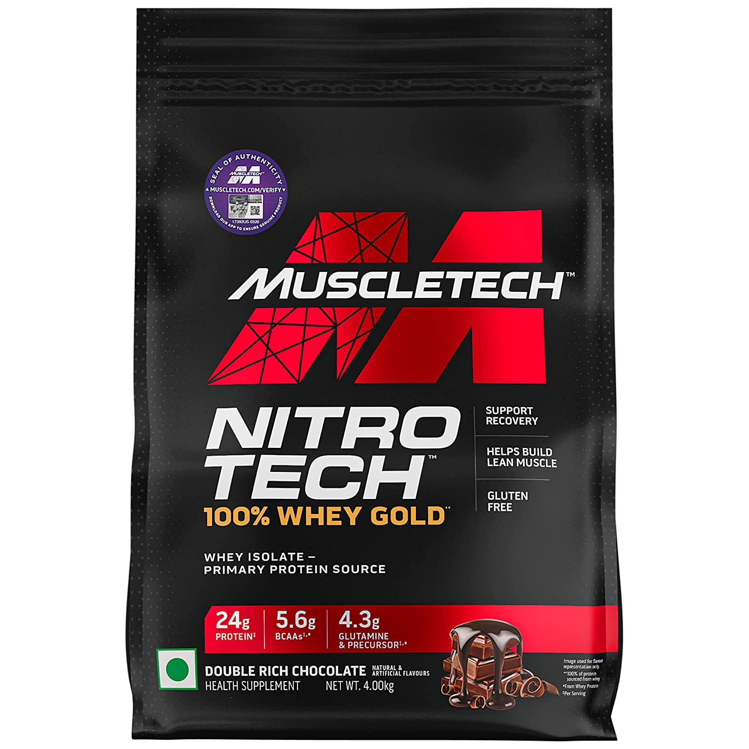 MuscleTech Nitrotech 100% Whey Gold Protein Powder Whey Isolate Primary Protein