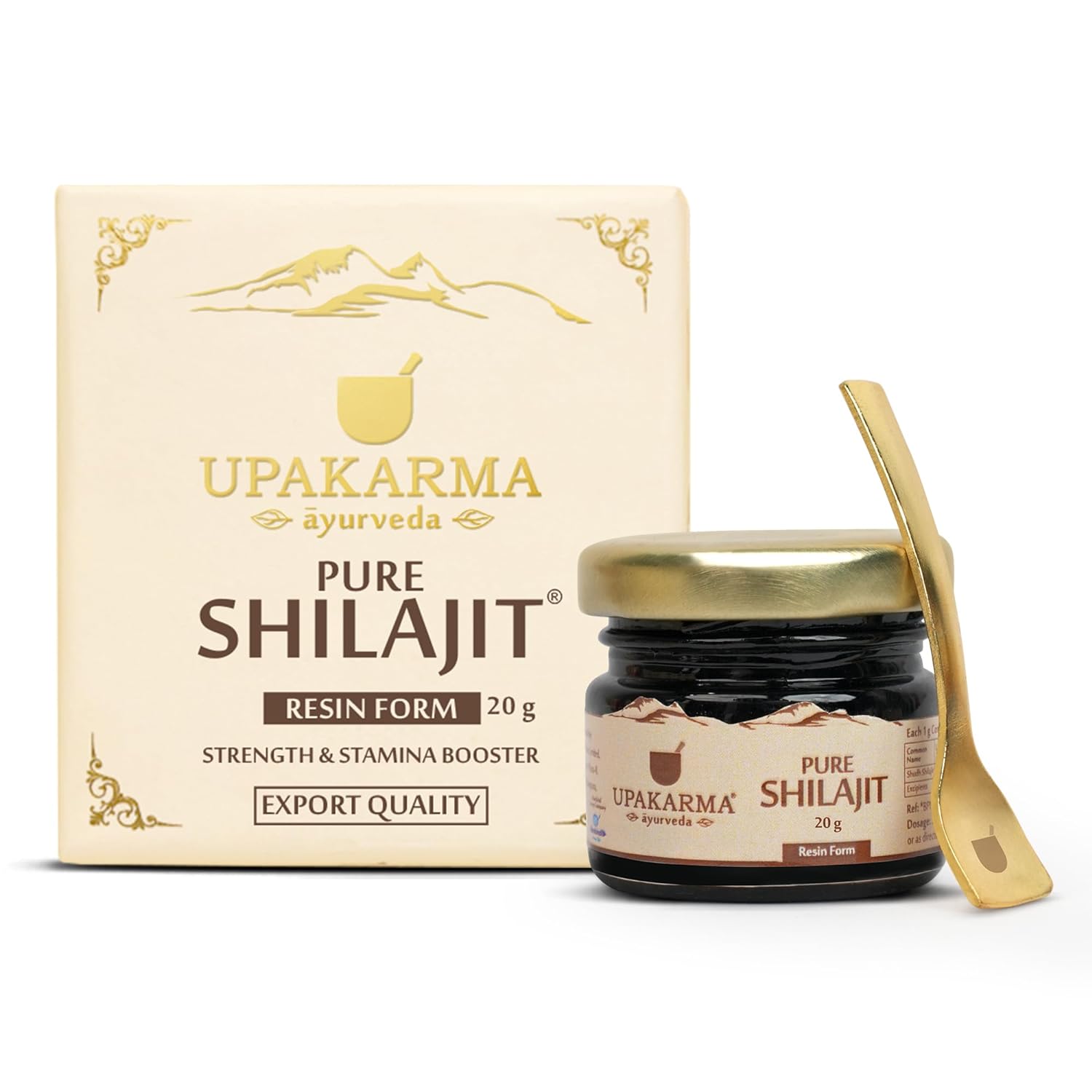 UPAKARMA Ayurveda | 100% Ayurvedic, 20g Original And Pure Shilajit/Shilajeet Resin | Helps To Boost Performance, Power, Stamina, Endurance, Strength And Overall Wellbeing For Men And Women |