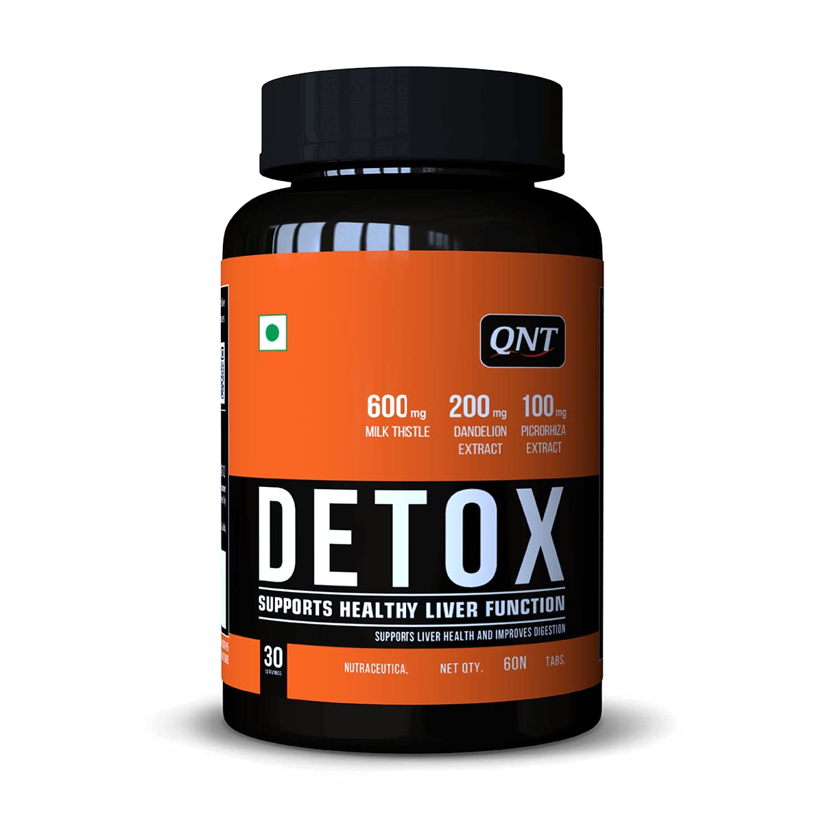 QNT Detox | 30 Tabs | Milk Thistle, Dandelion Extract, Green Tea Extract | Supports Liver Health & Improves Digestion